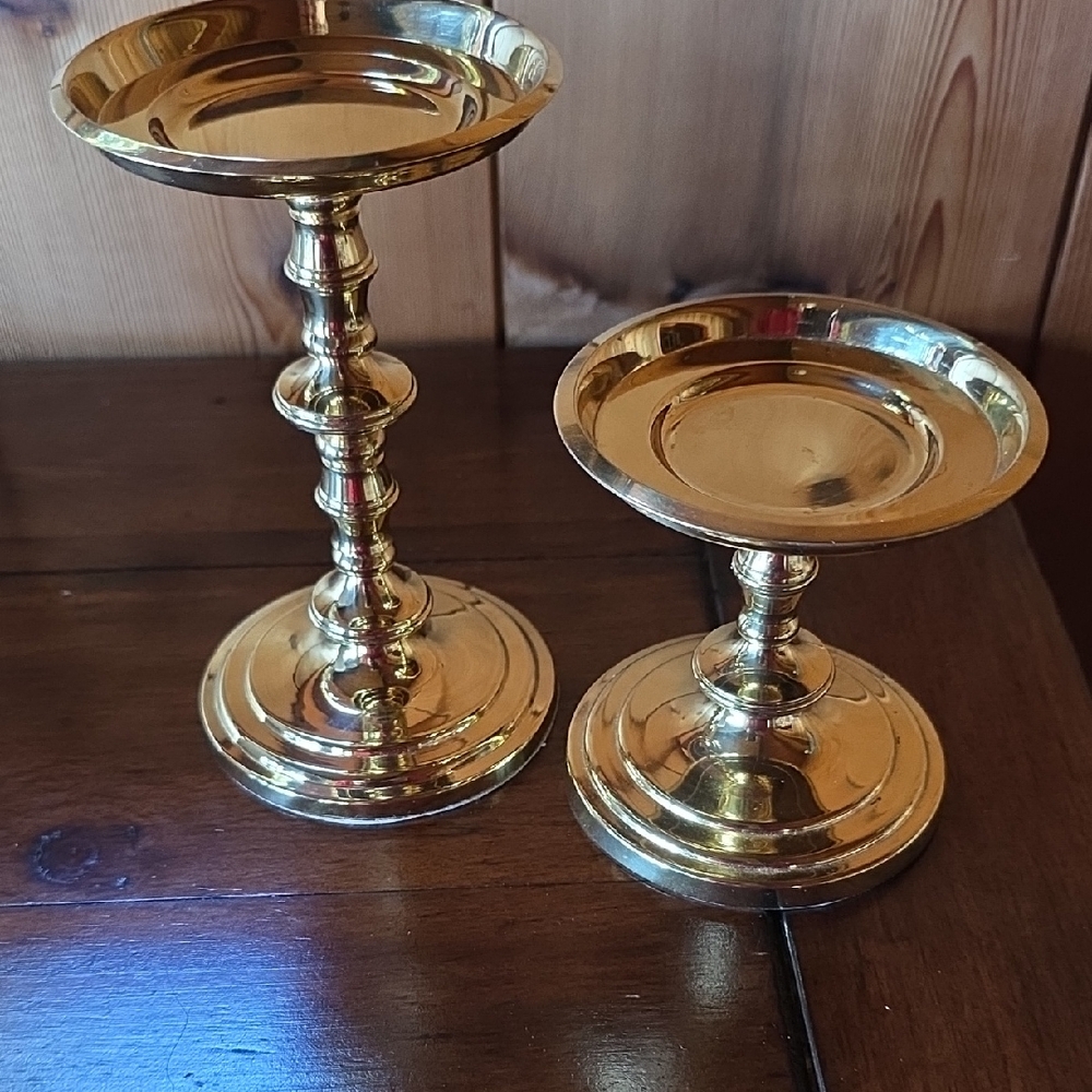 Partylite Brass Candlesticks 4" & 6".